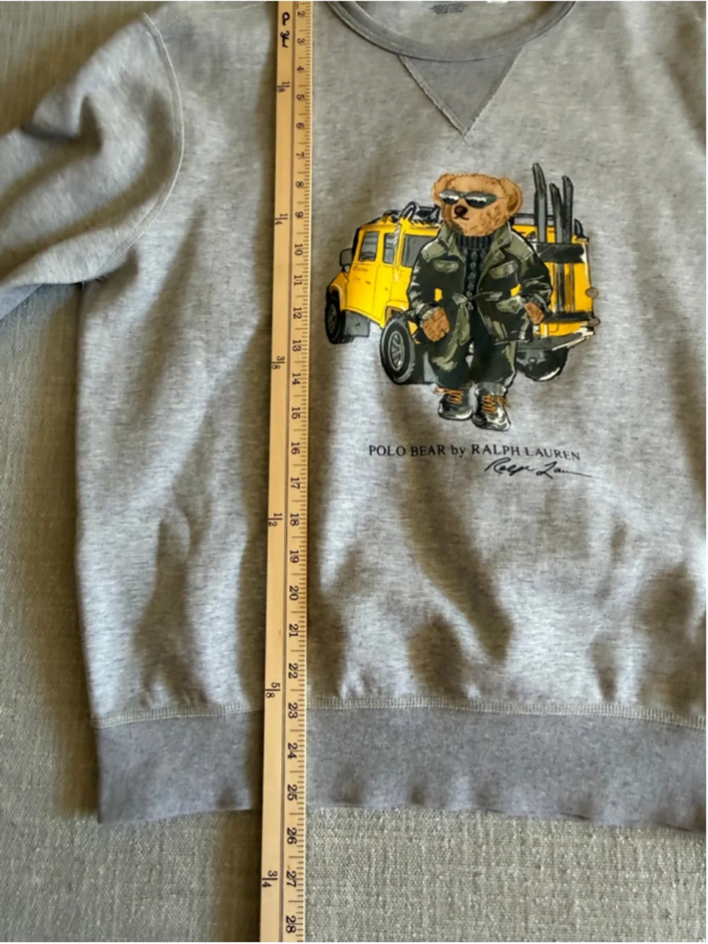 Polo Ralph Lauren Mens defender bear print sweatshirt in grey marl size large